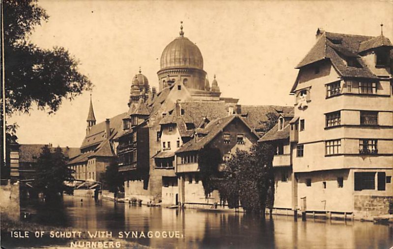 Isle of Schdtt with Synagogue Nurnberg Judaic Unused real photo