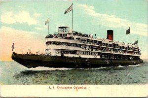 SS Christopher Columbus Passenger Steamer Ship Postcard DB UNP