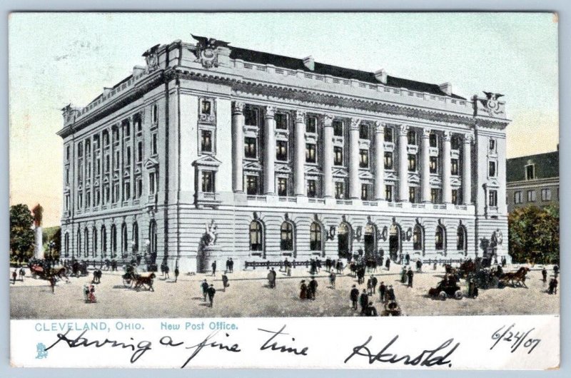 1907 TUCK'S CLEVELAND OHIO NEW POST OFFICE BUILDING RAPHOTYPE POSTCARD