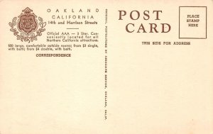 HOTEL OAKLAND Alameda County, California 14th & Harrison c1940s Vintage Postcard