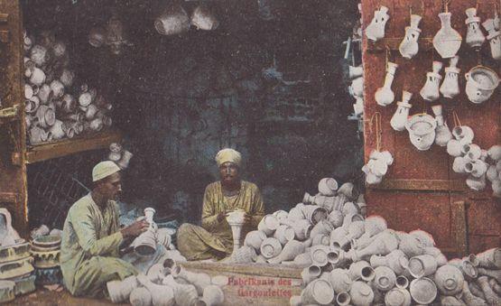 Cairo Pottery Makers Arab Market Traders Antique Egyptian Craft Making Postcard