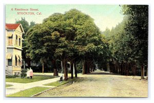 A Residence Street Stockton Cal. California Postcard