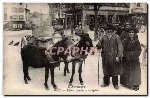 Puy de Dome- L & # 39Auvergne- Two happy couples-ane - -Carte Old Post