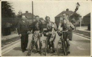 Boy Scouts on Bicycles c1920s-30s Real Photo Postcard