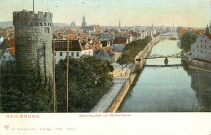 c1905 Postcard Heilbronn Germany Gesamtansicht mit Bollwerklurm View w/ Tower