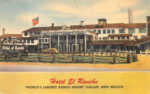 HOTEL EL RANCHO GALLUP NEW MEXICO HWY RTE 66 POSTCARD 1949
