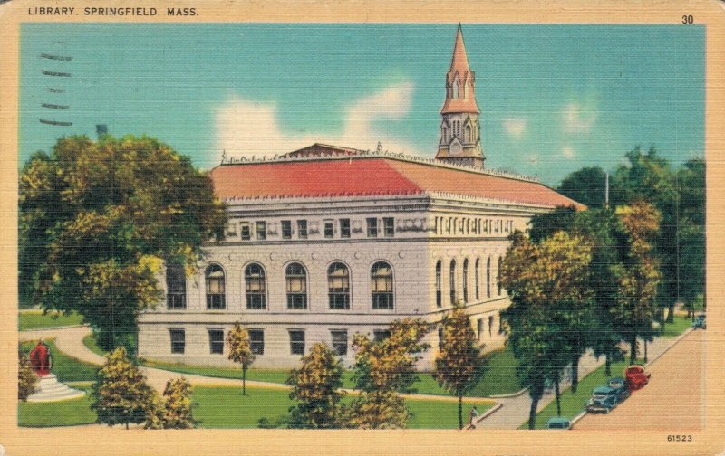 USA Library Springfield Massachusetts Postcard 07.52