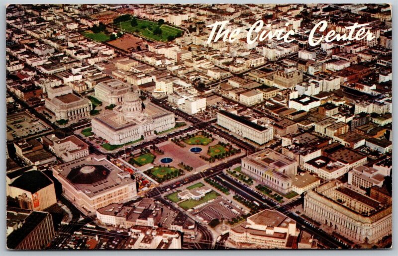 Vtg San Francisco California CA Civic Center City Aerial View Postcard