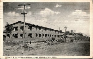 Vtg 1910s US Infantry Barracks Camp Devens Ayer Massachusetts MA Postcard