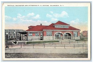 c1920's Buffalo Rochester and Pittsburgh Railroad Station Salamanca NY Postcard 