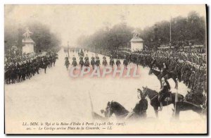 Postcard Old MM the King & # 39Italie and queen in Paris 1903 The procession ...