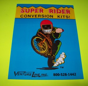 SUPER RIDER ORIGINAL VIDEO ARCADE GAME SALES FLYER Vintage Retro Artwork Promo