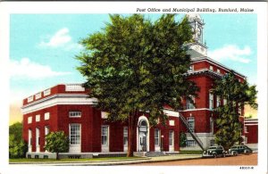 Rumford, ME Maine  POST OFFICE & MUNICIPAL BUILDING Oxford County  1946 Postcard