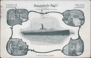 Savannah Georgia Liner Ocean Steamship Co 1911 Cancel Vintage Postcard