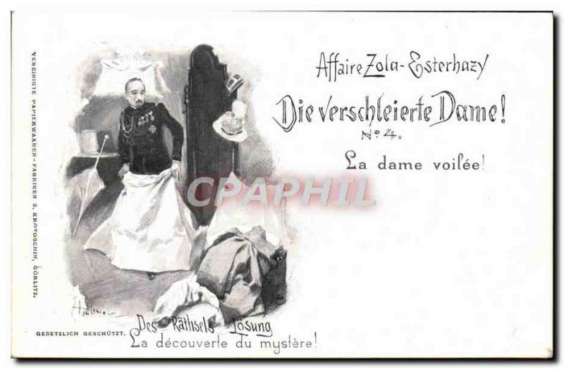 Old Postcard Dreyfus Affair Zola Esterhazy The veiled lady