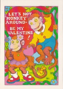 Valentines Day Monkeys With Red Heart Anna Pomaska