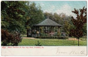 1907-1915 Scranton PA Music Pavilion Nay Aug Park Lackawanna Co RARE DB Postcard