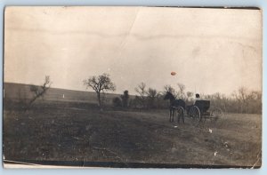 Dupree South Dakota SD Postcard RPPC Photo Horse Carriage Scene Field 1910