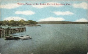 SOUTH BRISTOL ME Western Passage and Steamboat Wharf c1910 Postcard