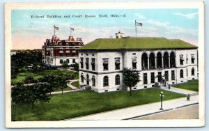 ENID, OK Oklahoma ~ Garfield County COURT HOUSE Federal Building c1920s Postcard