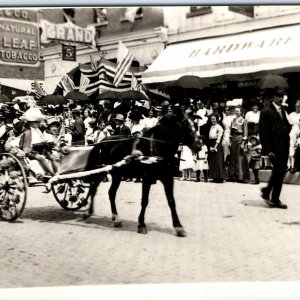 1912 Wisconsin Parade RPPC Girls Horse Floral Carriage Grand Photo July 4th A155