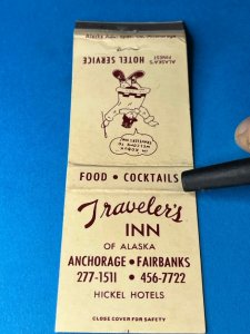 Vintage Matchbook Cover Traveler's Inn of Alaska Anchorage Fairbanks MB168