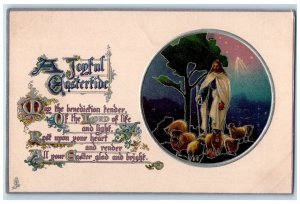 c1910's Easter Jesus Lamb Religious Embossed Tuck's Unposted Antique Postcard