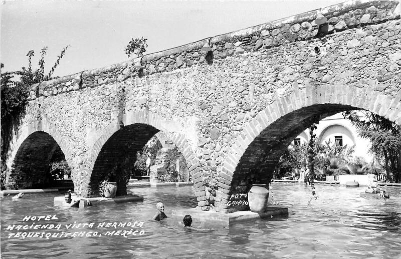 Hotel Hacienda Vista Hermosa, Tequesquirenco Mexico Real Photo Postcard. Bridge