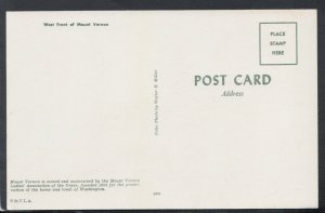 America Postcard - West Front of Mount Vernon, Virginia     RS20309