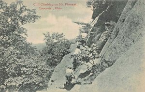 LANCASTER OHIO~CLIFF CLIMBING ON MT PLEASANT PHOTO POSTCARD