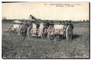 Old Postcard Army Artillery Battery In Campaign