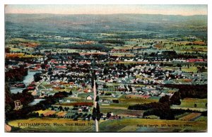 1907 View of Easthampton from Mount Tom, Village Scene, MA Postcard