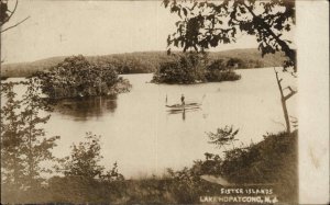 Lake Hopatcong New Jersey NJ Sister Islands HARRIS c1910 Real Photo Postcard