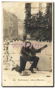 Postcard Old Man Fancy Guitar Serenade