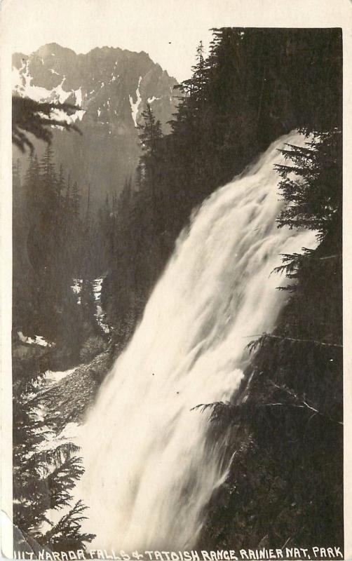 1920s RPPC 1117 Narada Falls & Tatoosh Range, Rainier Nat'l Park WA, W.Andrews