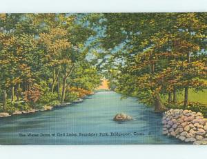 Unused Linen WATER DRIVE & PARK SCENE Bridgeport Connecticut CT r8309