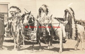 Native American Blackfoot Indians, RPPC, Ceremony Costumes, Shelby MT