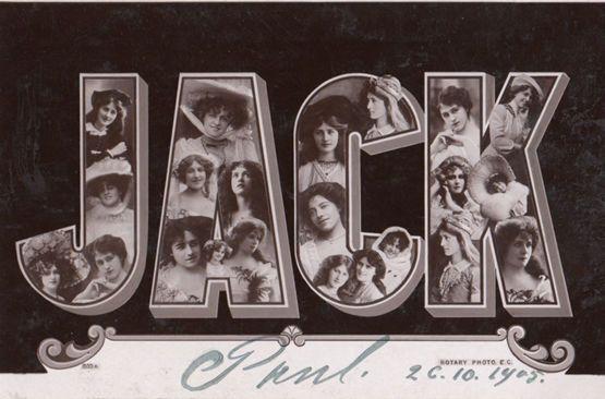 A Boys Mans Named Called JACK Antique Theatre Star Images RPC Name Postcard