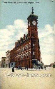 Tower Block & Town Clock in Saginaw, Michigan