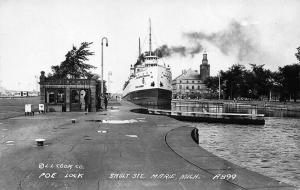 Sault Ste Marie MI Edward Chambers Steamship Ferry at Poe  Lock RPPC