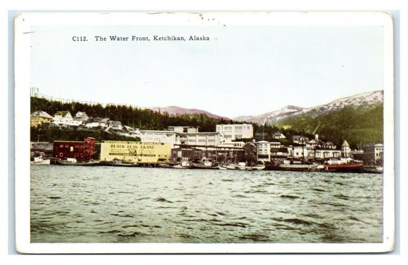 Postcard The Water Front, Ketchikan AK Alaska 1951 AJ14