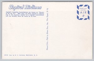 Postcard Capital Airlines Constellation Plane 1950s Chrome View