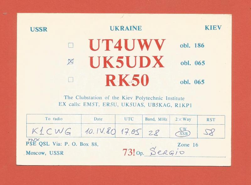 QSL AMATEUR RADIO CARD – KIEV, UKRAINE, USSR – 1980