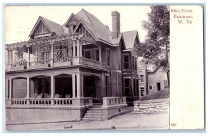 1908 Elk's Home Exterior Trees View Fairmont Virginia VA Posted Vintage Postcard