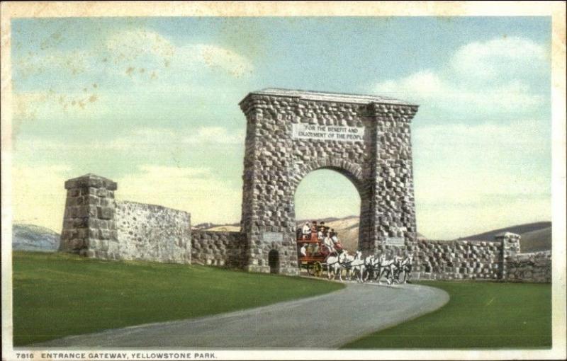 Yellowstone National Park Gateway c1910 Detroit Publishing Postcard