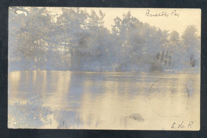 RPPC BRISTOL PENNSYLVANIA PA. LAKE SCENE COLLINGSWOOD NJ REAL PHOTO POSTCARD