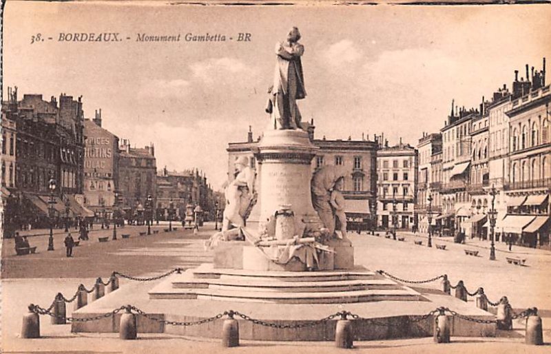 Monument Gambetta Bordeaux France Unused 