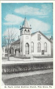 St. Paul’s United Brethren Church Pine Grove Pennsylvania Alvin Vintage Postcard 