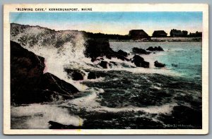 Postcard Kennebunkport ME c1930s Blowing Cave Old Houses Surf BJ Whitcomb