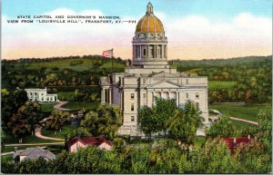 Vtg 1940s State Capitol Governors Mansion Frankfort Kentucky KY Linen Postcard